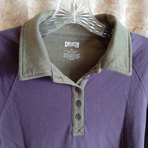 GUC purple/olive l/s henley top by Duluth Trading - Picture 2 of 4